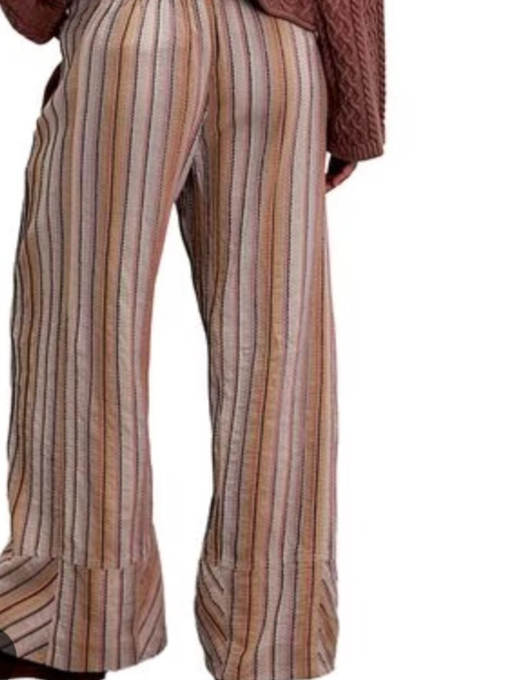Free People Days End Linen Stripe Wide Leg Pants Small